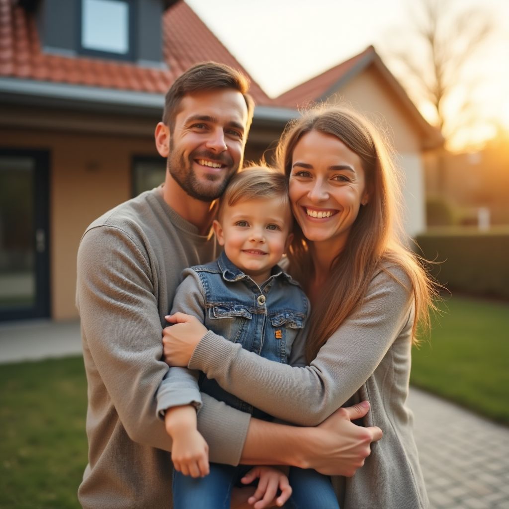Famille belge heureuse succès financier